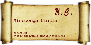 Mircsonya Cintia névjegykártya